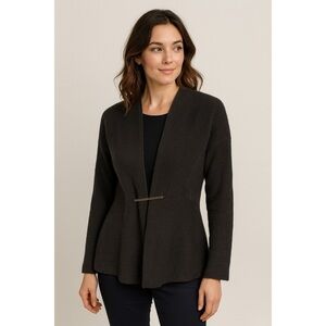 Les Copains Luxury Italian Wool Ribbed Clasp Cardigan